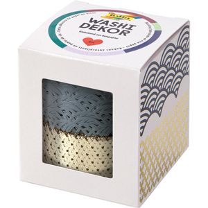 Produktbild für Washi-Tape Folia 29201 Hotfoil, Blüten, grau &amp; gold
