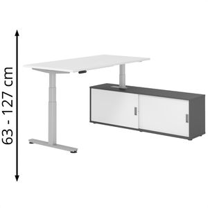 Schreibtisch Hammerbacher XDSM, 29658, weiß, mit Sideboard