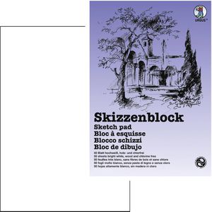 Ursus Skizzenblock 8832800, A2, 120g/qm, weiß, geleimt, 50 Blatt