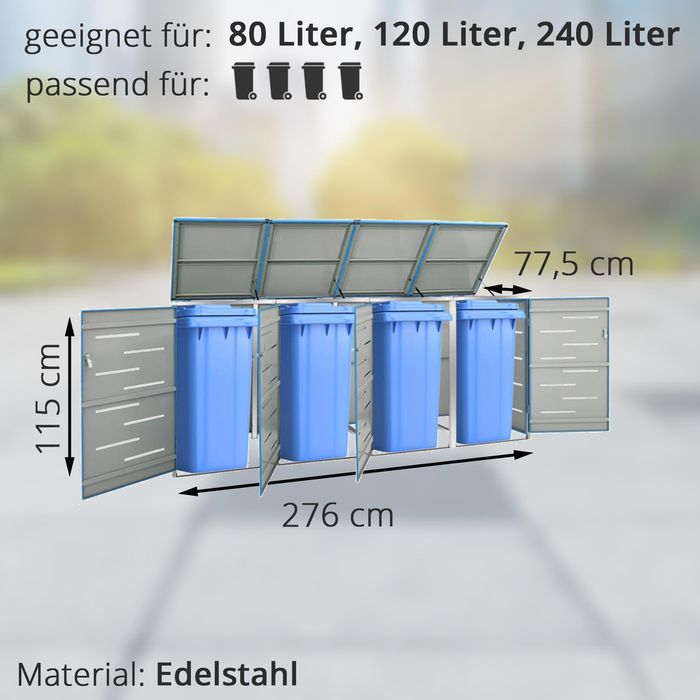 VidaXL Mülltonnenbox 149569, Bis 240 Liter, Für 4 Mülltonnen ...