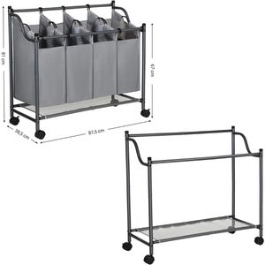 Produktbild für Wäschekorb Songmics LSF005GS, grau, mit 4 Fächern