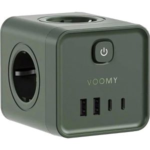 Produktbild für Steckdosenwürfel Voomy Split X7, mit Schalter, grün