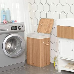 Produktbild für Wäschekorb Songmics LCB10Y, natur, mit Deckel