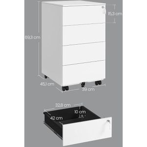 Produktbild für Rollcontainer Songmics OFC064W14, Metall, weiß