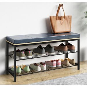 Produktbild für Schuhbank VCM Taliro, schwarz / blau, aus Metall