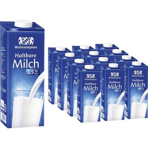 Weihenstephan Milch H-Milch 3,5% Fett, je 1 Liter, 12 Stück
