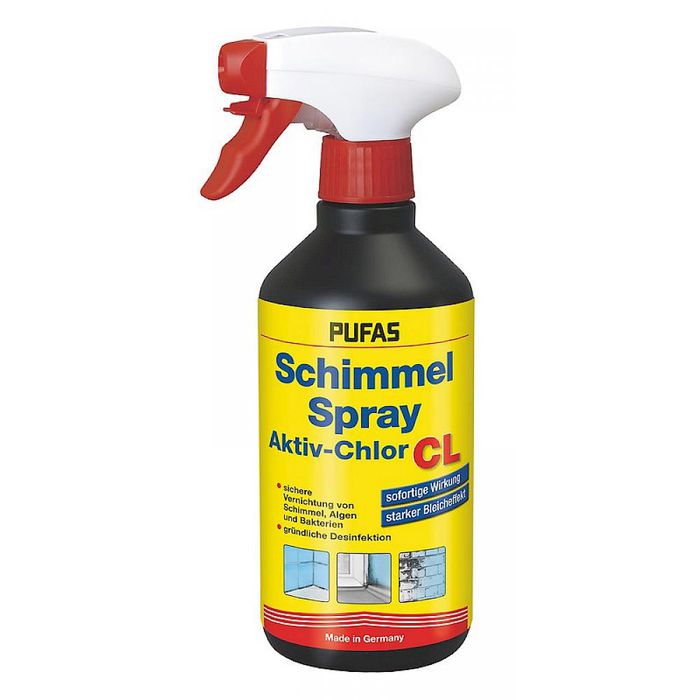 Pufas Schimmelentferner Schimmelspray Aktiv-Chlor, CL, chlorhaltig,  desinfiziert, 1 Liter – Böttcher AG