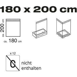 Produktbild für Duschvorhang Spirella Anti-Schimmel Primo, 180 x 200 cm