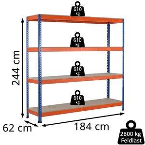 Produktbild für Weitspannregal Schulte 18286-N, 4 Holzböden