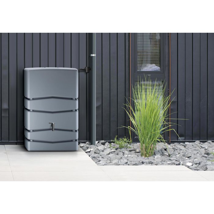 Prosperplast Regentonne Aqua Tower, 450 Liter, eckig, grau, mit Deckel