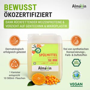 Produktbild für Spülmittel AlmaWin Sanddorn Mandarine, Konzentrat