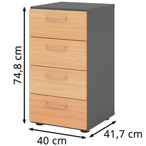 Produktbild für Kommode Hammerbacher Serie 9 Advanced, buche / graphit
