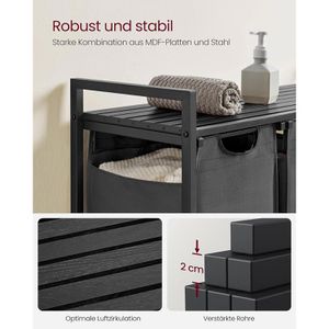 Produktbild für Wäschekorb Vasagle BLH301G01, schwarz, 3 Fächer