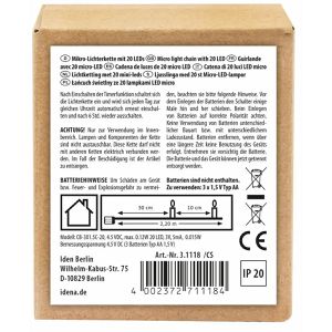 Produktbild für Lichterkette Idena 31118, Micro, Batteriebetrieb, für Innen