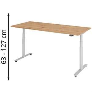 Produktbild für Schreibtisch Hammerbacher XDLR19, asteiche / silber