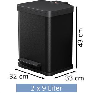 Produktbild für Mülleimer Hailo duo Plus M, schwarz