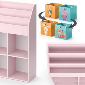 Produktbild für Bücherregal Vicco Luigi, rosa, mit 2 Faltboxen