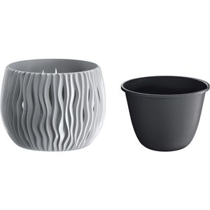 Produktbild für Übertopf Prosperplast Sandy Bowl, steingrau, Ø 14 x 11 cm