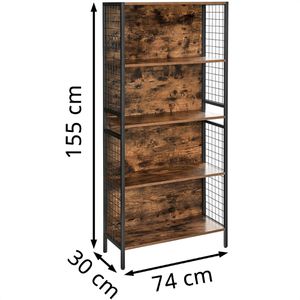 Produktbild für Bücherregal Vasagle LBC023B01, schwarz / vintage braun