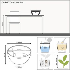 Produktbild für Übertopf Lechuza CUBETO Stone 40, graphitschwarz, Ø 40 x 18 cm