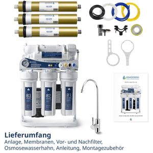 Produktbild für Osmoseanlage OsmoFresh Proline X3 - 750 GPD, Untertisch, weiß