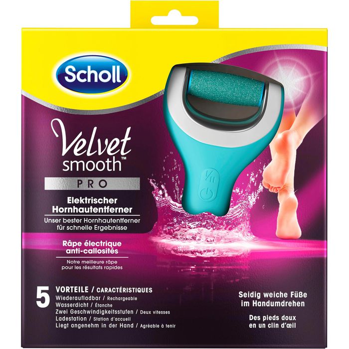 Scholl Hornhautentferner Velvet Smooth Pro, AG Dry, starker mit – Wet elektrisch, Körnung Böttcher 