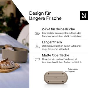 Produktbild für Brotkasten LARS-NYSØM Aegte Taupe Brown, Stahl / Bambus