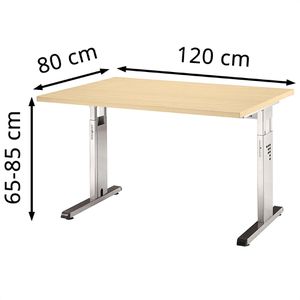 Produktbild für Schreibtisch Hammerbacher O-Serie, ahorn / silber