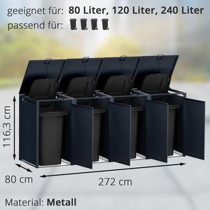 Produktbild für Mülltonnenbox Metzler MMB-1-4X-AN, Metall