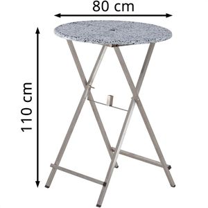 Produktbild für Stehtisch RUKU1952 weiß marmoriert Ø 80 cm, klappbar