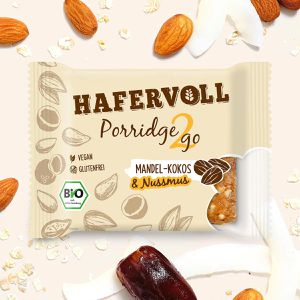 Produktbild für Müsliriegel Hafervoll Porridge2Go Mandel Kokos, BIO