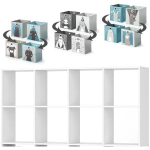 Produktbild für Bücherregal Vicco Karree, weiß, mit 8 Faltboxen