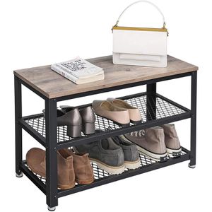Produktbild für Schuhbank Vasagle LBS73MB, schwarz / graubraun, aus Metall
