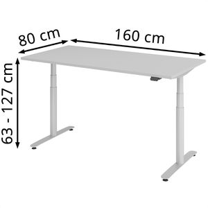 Produktbild für Schreibtisch Hammerbacher XDLR16, lichtgrau / silber