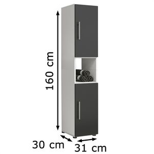 Produktbild für Badschrank VCM Flandu 913687, mit 4 Füßen, schwarz / weiß