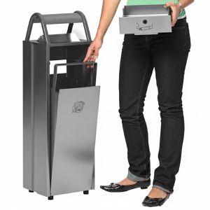 Produktbild für Aschenbecher VAR B 30, 45024, silber, für Outdoor, mit Dach