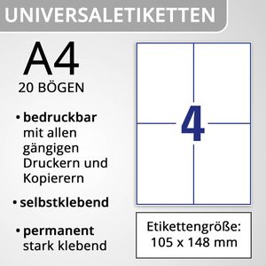 Produktbild für Universaletiketten Zweckform L7876-20, weiß