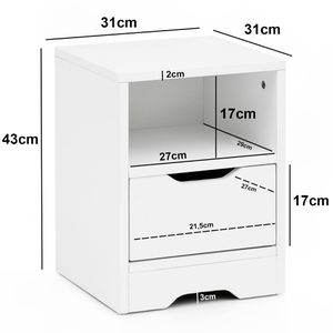 Produktbild für Nachttisch Wohnling WL5.700, weiß, aus Holz, stehend