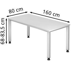 Produktbild für Schreibtisch Hammerbacher Q-Serie, weiß / silber