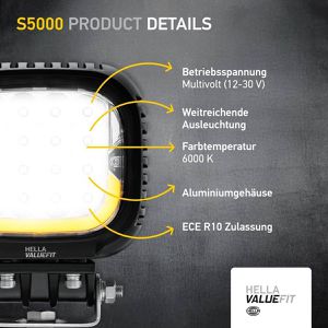 Produktbild für Zusatzscheinwerfer Hella ValueFit S5000 2.0, 12 V / 24 V, LED