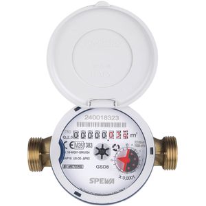 Produktbild für Wasserzähler SPEWA 100265, aus Messing, 2026 geeicht, 3/4 Zoll