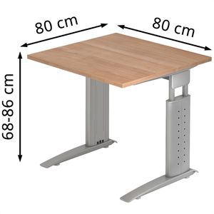 Produktbild für Schreibtisch Hammerbacher U-Serie, nussbaum / silber