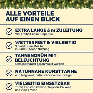 Produktbild für Weihnachtsgirlande CASARIA 101778, für innen und außen IP44