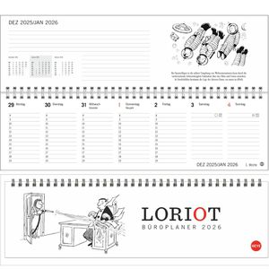 Tischkalender Heye 21282, Loriot Büroplaner, Jahr 2026