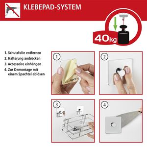 Produktbild für Handtuchhalter Wenko Quadro Turbo-Loc, silber
