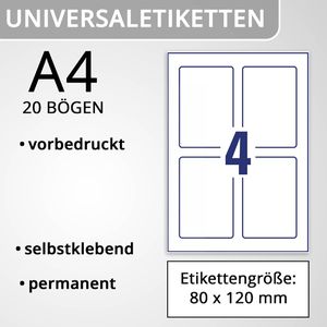 Produktbild für Universaletiketten Zweckform 8001-20, weiß