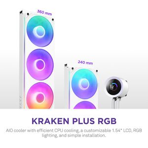 Produktbild für CPU-Kühler NZXT Kraken Plus 360 RGB, RL-KR360-W2, PWM
