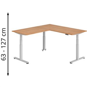 Schreibtisch Hammerbacher XDSMW, nussbaum / silber