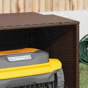 Produktbild für Mähroboter-Garage vidaXL 365405, braun, aus Polyrattan