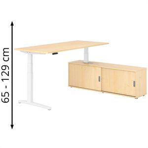 Produktbild für Schreibtisch Hammerbacher XBHM, 29191, ahorn, mit Sideboard